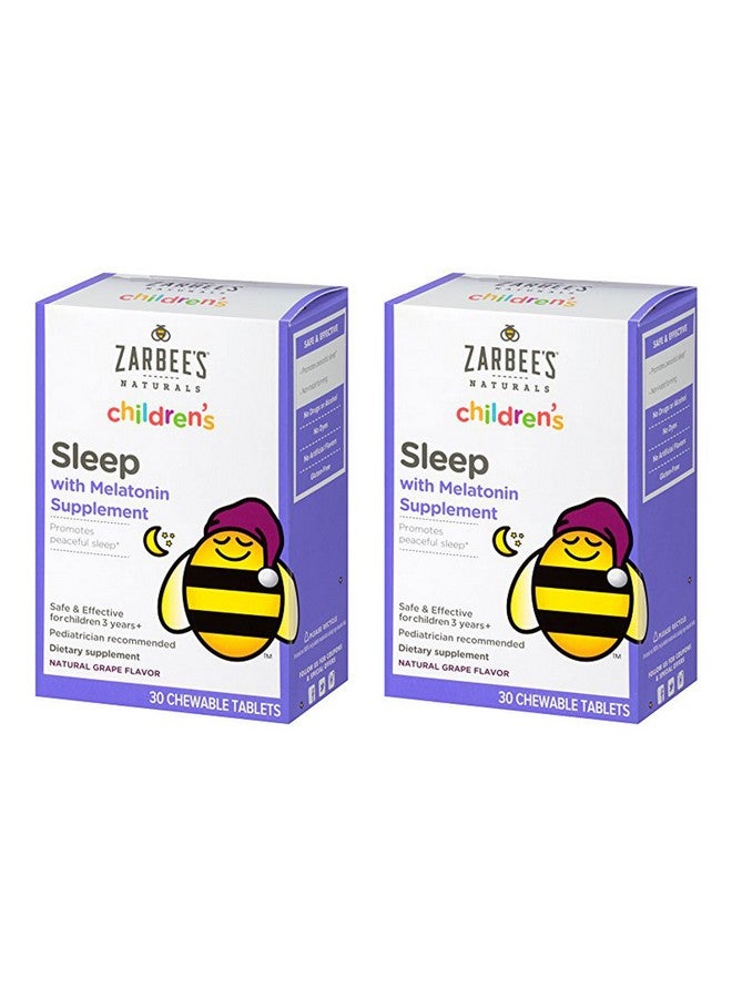 Zarbee's Naturals Children's Sleep Melatonin Supplement Chewable Tablets Grape Flavor - 30 ct, Pack of 2 - Image 1