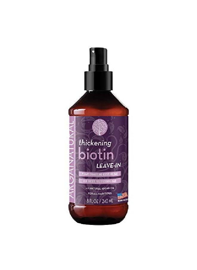 Arganatural Hair Leave In Conditioner & Detangler With Thickening Biotin 8 Fl Oz Spray Bottle Helps Fortify Weak Thinning Hair  - Image 1
