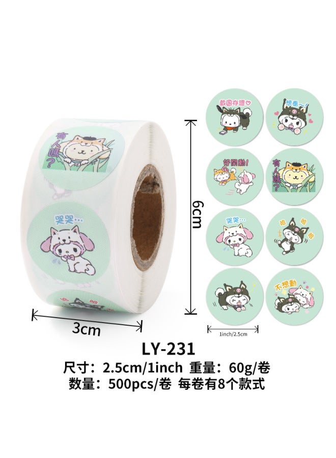 Liyuan Stickers Children's Women's Cute Sanrio Seal Stickers Student Goo Card Hand Account Material Roll Stickers Reward For Teachers - Image 1