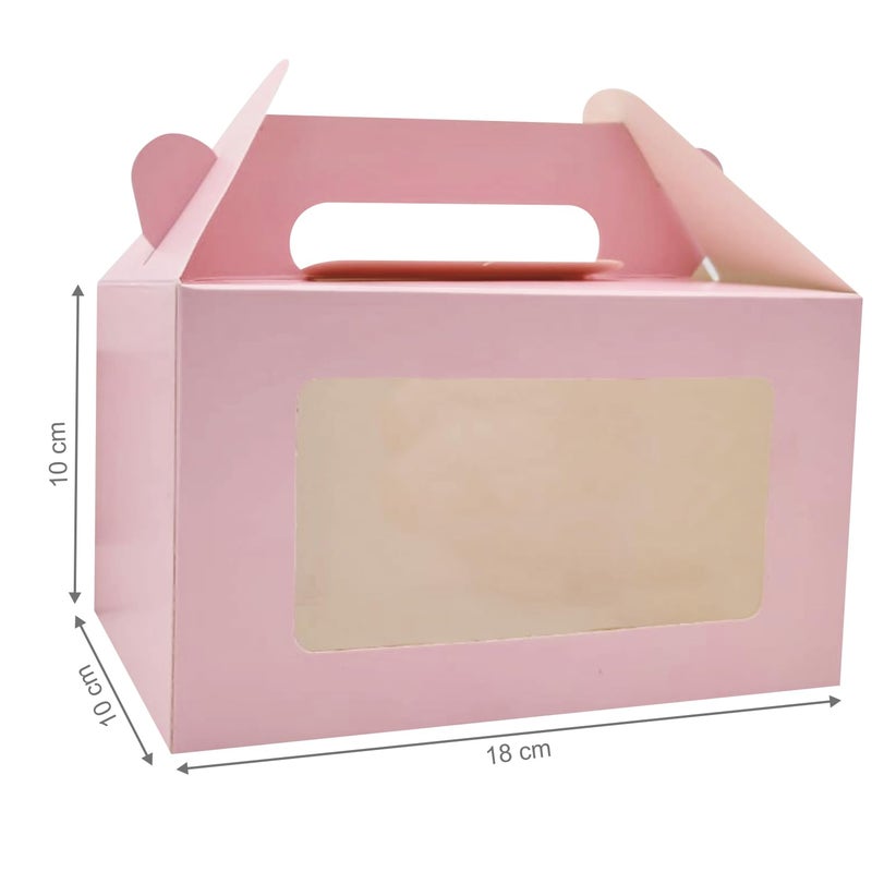 mudrit 20-Pack Pink Party Favor Treat Boxes, Gable Gift boxes with Handles for snacks, cookies, goodies, muffins, 2 jars, candies - Image 2