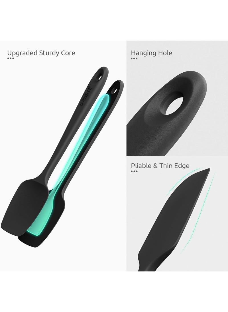 315℃ Heat Resistant Silicone Spatula:  High Heat Proof Flexible BPA-Free Non-Stick Bowl Scraper, Seamless Rubber Kitchen Utensils for Baking Cooking Mixing Cookware Set of 4 (Black) - Image 3