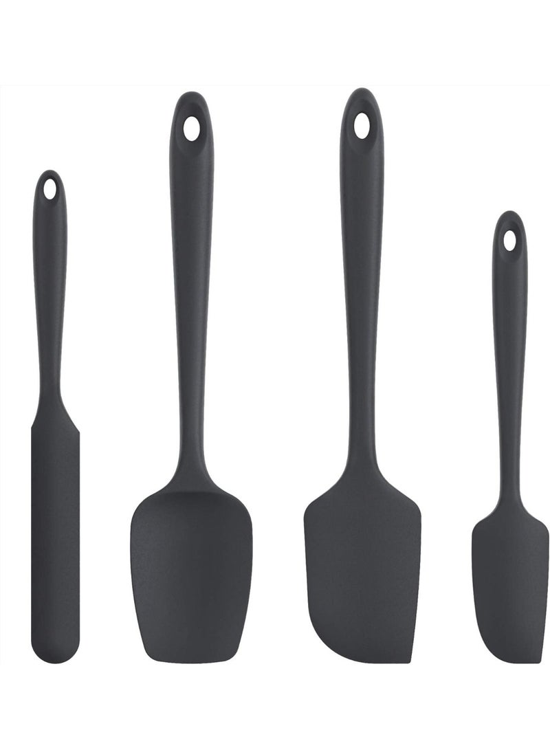 315℃ Heat Resistant Silicone Spatula:  High Heat Proof Flexible BPA-Free Non-Stick Bowl Scraper, Seamless Rubber Kitchen Utensils for Baking Cooking Mixing Cookware Set of 4 (Black) - Image 1