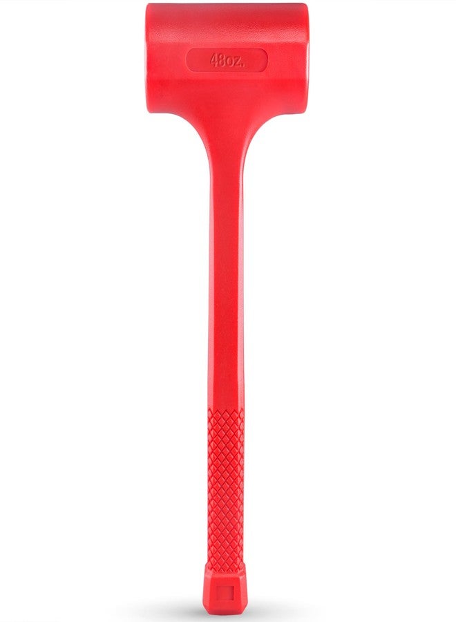 EFFICERE 3-LB (48-OZ) Premium Dead Blow Hammer and Unicast Mallet, Neon Red Color | Durable Unibody Molded Construction, Checkered Grip | Rebound and Spark Resistant, Non-Marring and Non-Sparking Design - Image 2
