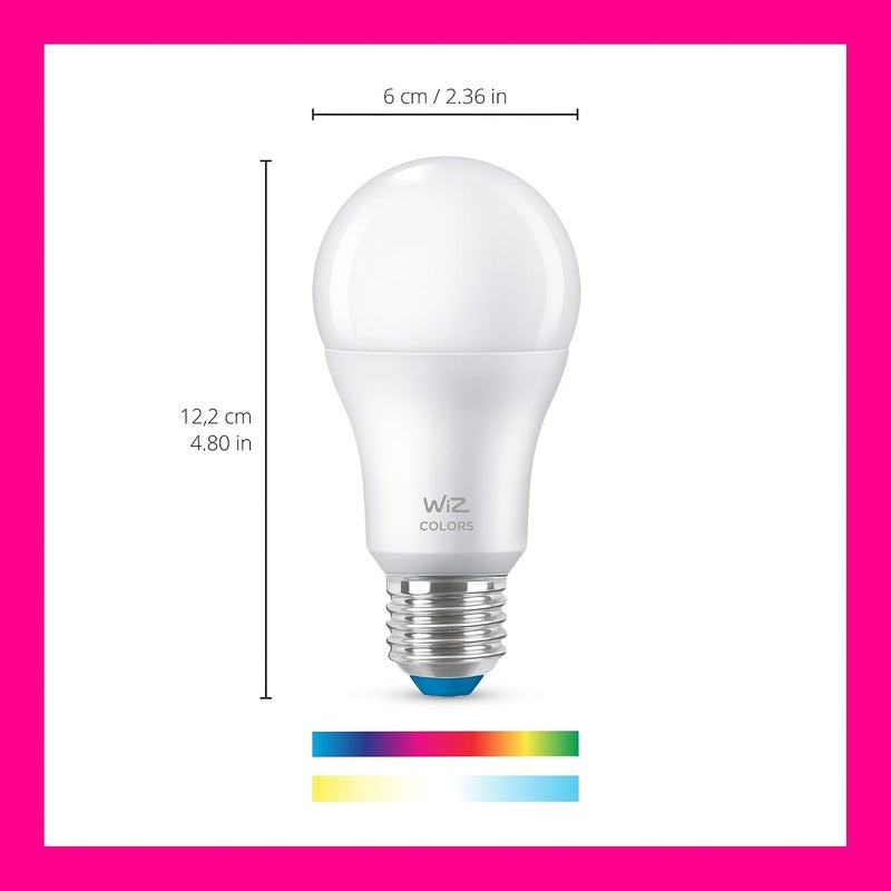 Wiz E27 LED Lamp Tunable White & Colour, 60 W, Dimmable, 16 Million Colours, Smart Control via App/Voice via WLAN - Image 3