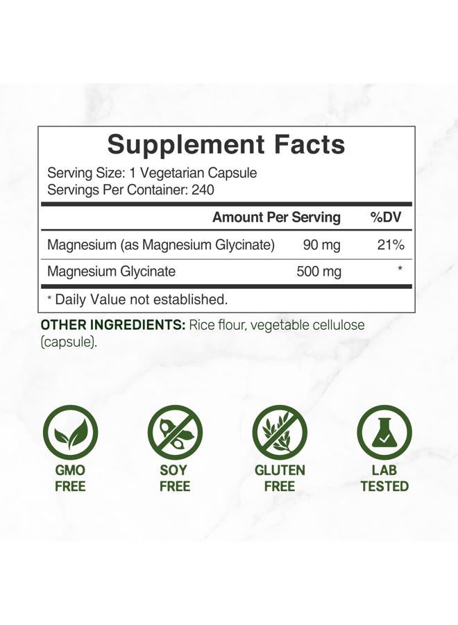 DEAL SUPPLEMENT مغنيسيوم جليسينات 500 ملغ، 240 كبسولة نباتية | مخلب لسهولة الامتصاص | معدن أساسي نقي للغاية لصحة العضلات والمفاصل والقلب والهضم - Image 2