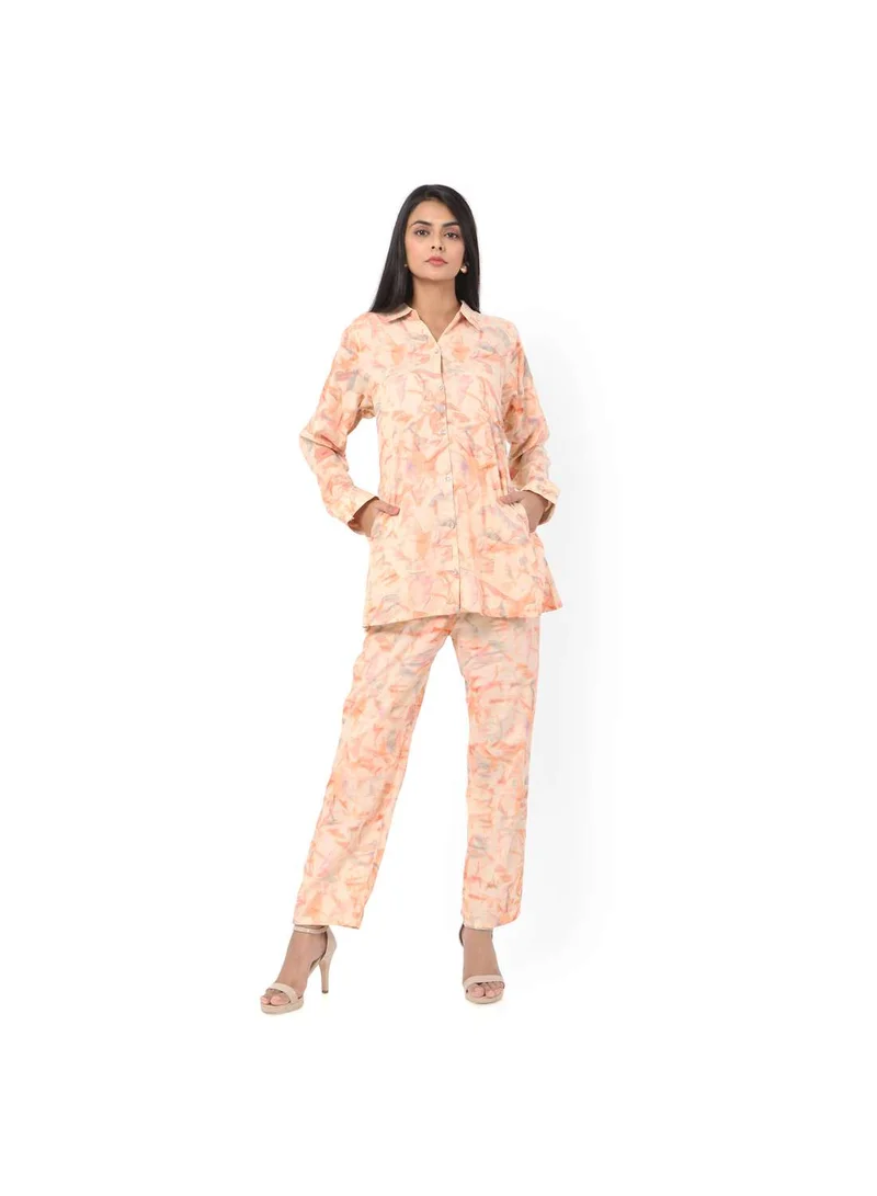 HANA & SARA PRINTED VISCOSE FORMAL ELEGANT CO-ORD SET FOR WOMENS ARABIC KAFTAN JALABIYA