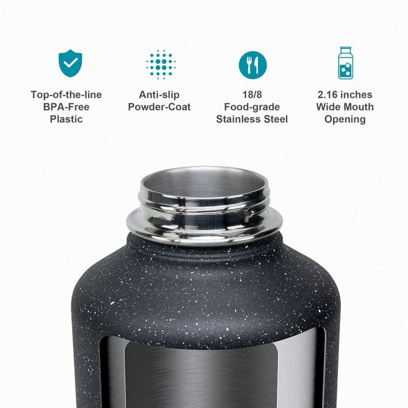 BUZIO 64 oz Water Bottle Insulated with Straw & 3 lid and Carrying Pouch, Leak Proof Half Gallon Stainless Steel Water Flask Jug, Cold for 48 Hrs Double Vacuum Thermo Canteen, BPA-Free, Starry Indigo - Image 5