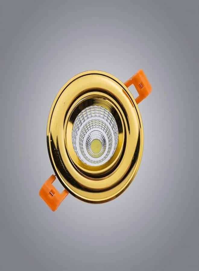 Lamps 5W Gold Recessed LED Ceiling Spotlight - Round, Integrated LED, Aluminum Diecast