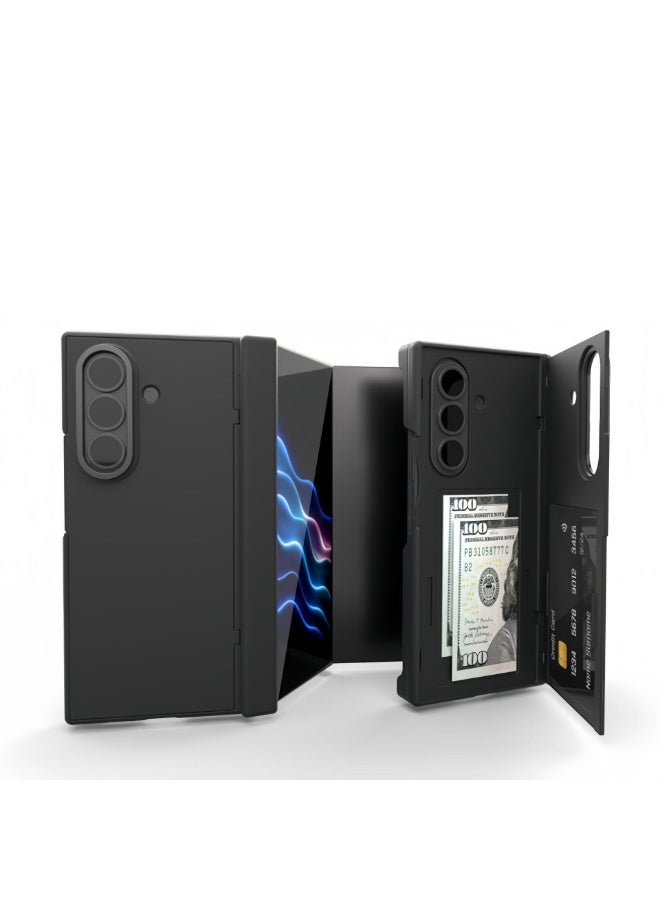 عام غطاء متوافق مع سامسونج جالاكسي زد تري فولد، [بشاشة واقية مدمجة] غطاء محفظة بفتحة بطاقة وحماية للمفصل، واقي ضد الصدمات مع وظيفة الحامل. - Image 1