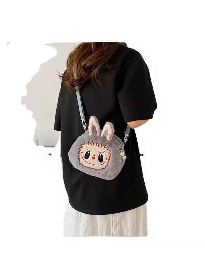 Generic Kawaii Labubu Plush Crossbody Bag – Cute Anime Monster Shoulder Bag for Kids, Large Capacity Cartoon Character Purse, Soft Plush Travel Bag for Boys & Girls, Adjustable Strap, Perfect Gift for Toddlers  - Image 4