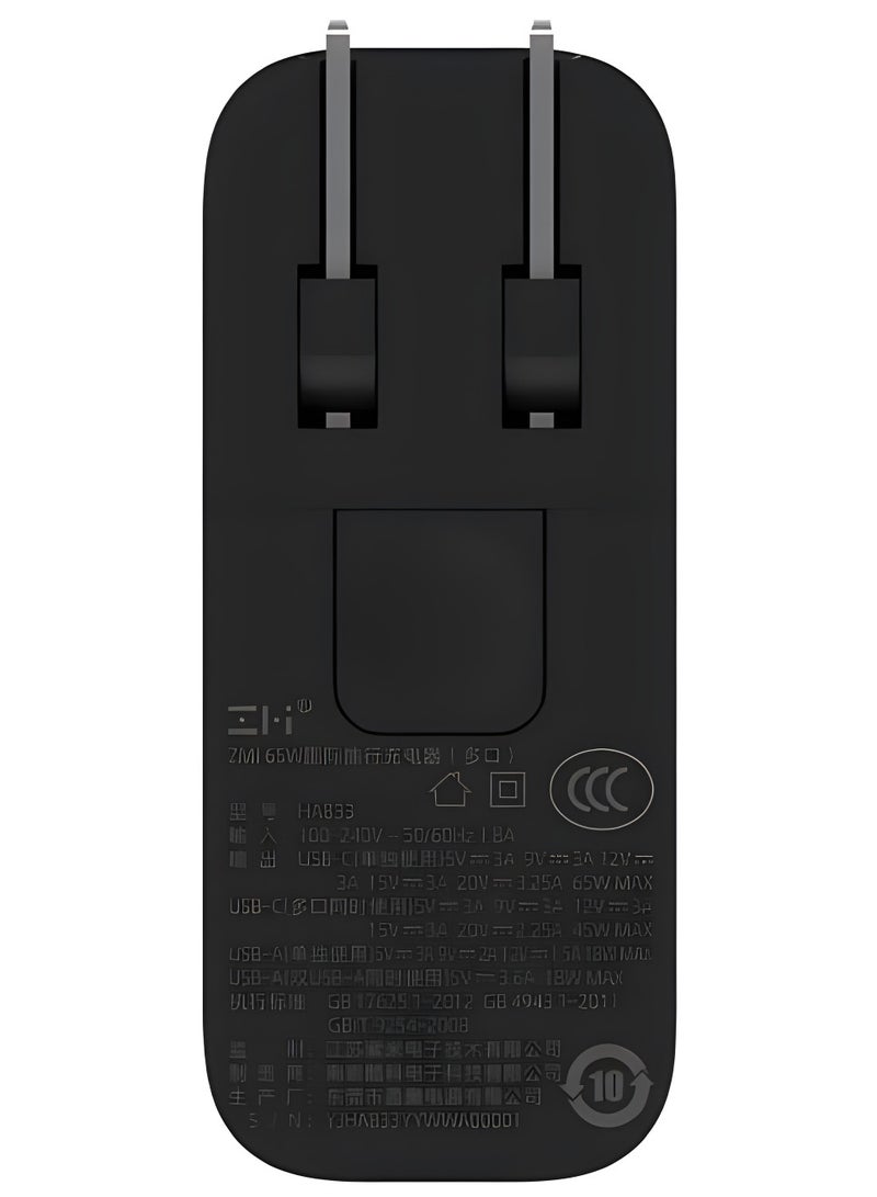 ZMI 65W International Travel Charger Multi Port Travel Adapter Conversion Plug with CN Plug EU Plug UK Plug US Plug-Black - Image 5