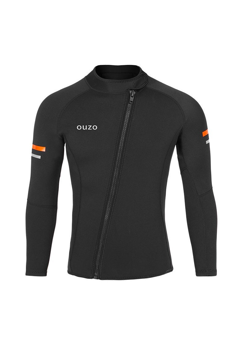 Generic Mens 1.5mm Wetsuit Full Body Diving Suit Long Sleeve Thermal Protection Men's blouse black BSM2002-B