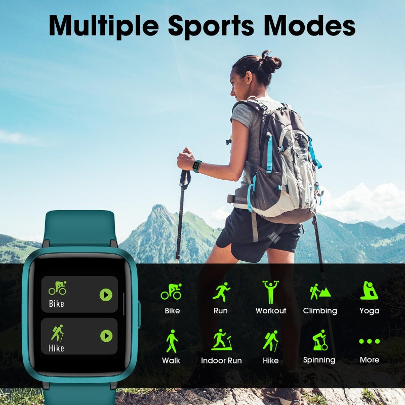 TYKOIT Smart Watch, Fitness Tracker with Touchscreen, Heart Rate Monitor, Blood Oxygen, Sleep Tracking Fitness Watch 5ATM Waterproof Smartwatch for Women Men Pedometer Step Calories for Android iOS - Image 3