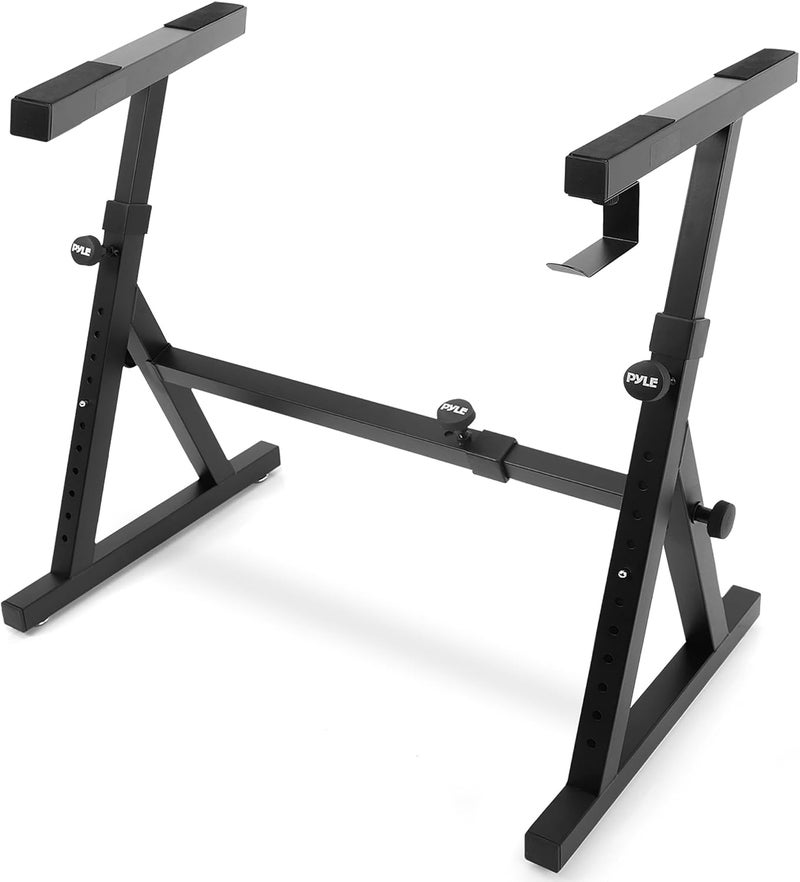 Pyle SereneLife Pyle Heavy Duty Folding Keyboard Sturdy Reinforced Z Design w/Adjustable Width & Height, Foam Padded Arms, Digital Stand, Fits 54-88 Key Electric Pianos, for Travel & Storage PKST38 - Image 1