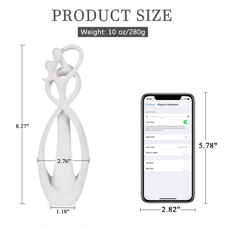 Trycooling Kissing Lovers Statue Abstract Sculpture Resin Statues for Home Decor Modern Home Office Desktop Shelf Bookshelf Decor (White, Small) - Image 2