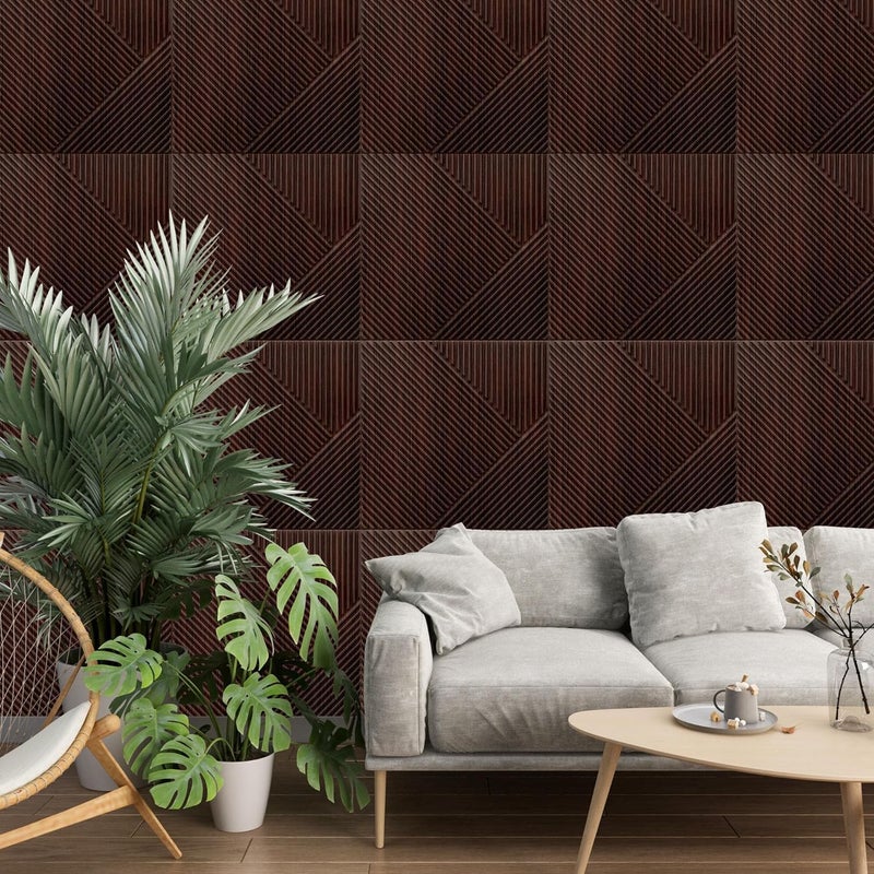 ASKCREW 3D Wood Grain Strip PVC Wall Panels for Home, Living Room, cafes (50x50 cm) (Cover Area 2.7 feet) (4) - Image 2