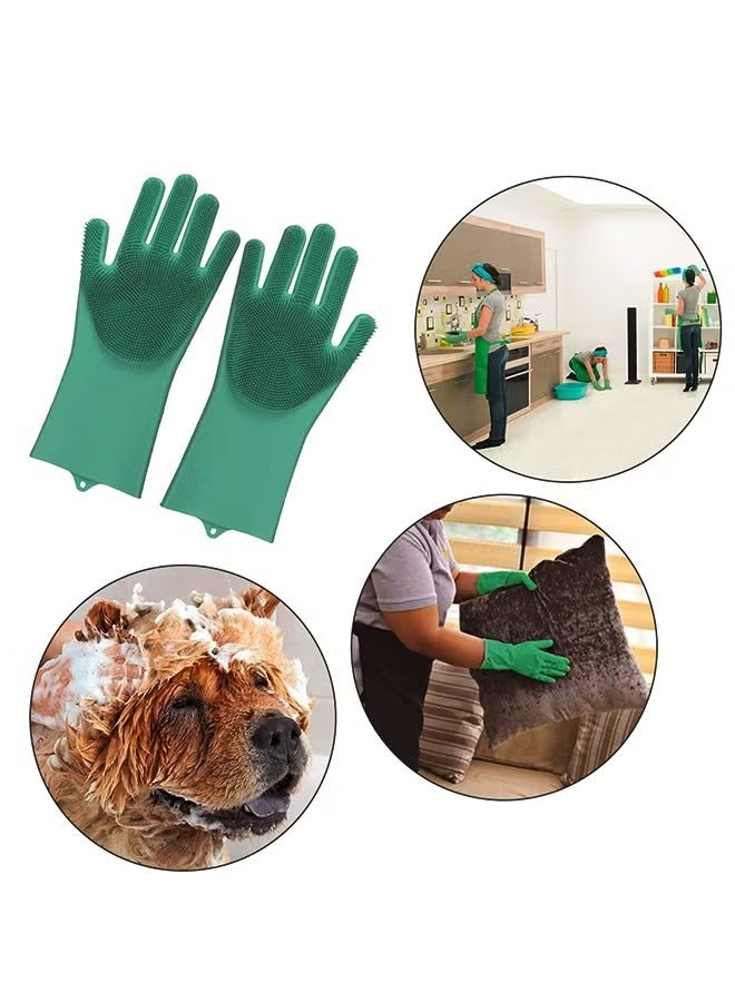 Magic Silicone Dish Washing Gloves Multicolor One Size - Image 2
