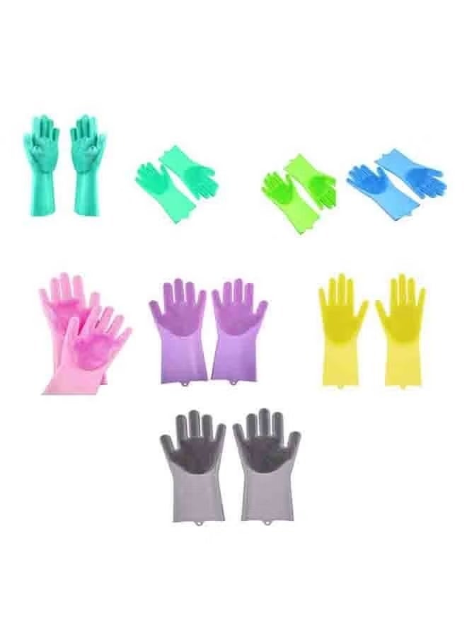 Magic Silicone Dish Washing Gloves Multicolor One Size - Image 3