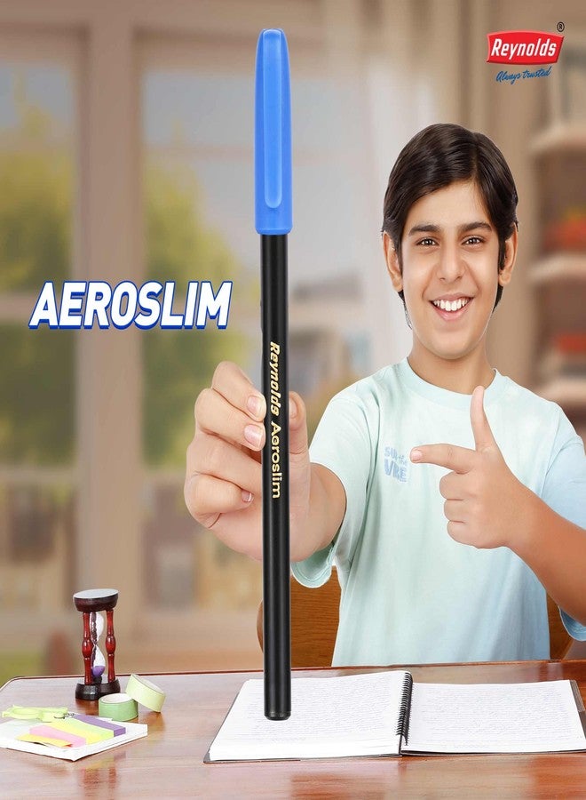 Reynolds AEROSLIM Ball Pen SET - 25 PENS (15 BLUE, 5 Black, 5 Red) | PENS WITH COMFORTABLE GRIP |BALL PENS FOR WRITING | PEN FOR STUDENTS & OFFICE STATIONERY | 0.7 mm TIP SIZE - Image 3