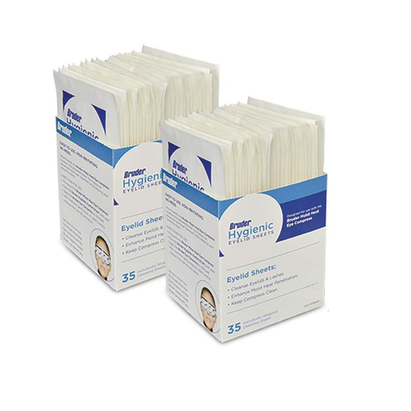 Bruder Hygienic Eyelid Sheets Micro Fine Individually Wrapped Untreated Sheets 35 Count Box Pack of 2