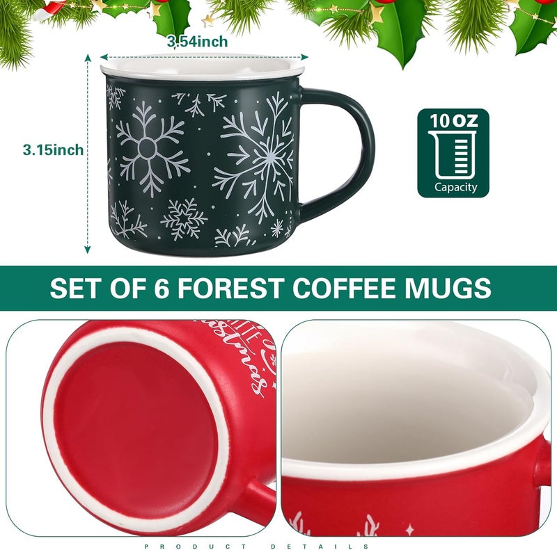 Jinei 6 Pcs Christmas Coffee Mug Christmas Gift Set for Camper Mugs Nature Forest Cups Campfire Gift Mug Hot Chocolate Ceramic Mugs - Image 5