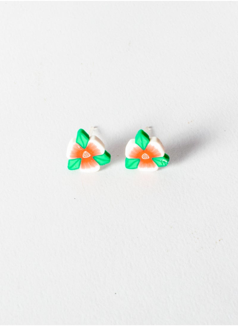 The Black Pearl Accessories Small Silicon Earring for Baby-Premium Quality- Red White Flower 