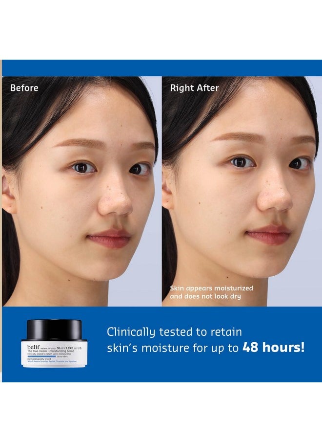 belif - The True Cream Moisturizing Bomb 50Ml, 48Hrs Of Moisture & Hydration, Peptide, Ceramide, Squalane, Restores Skin Barrier, Daily Face Cream, For All Skin Types, Korean Skin Care Moisturizer - Image 1