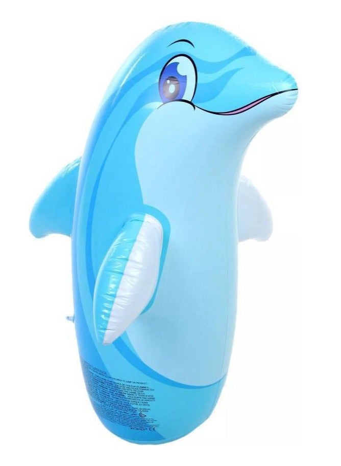 INTEX Dolphin Shape Hit Me 3D Inflatable PVC Plastic Punching Bag with Water Filled Base for Toddlers for Kids(94cm+61cm) - Image 1