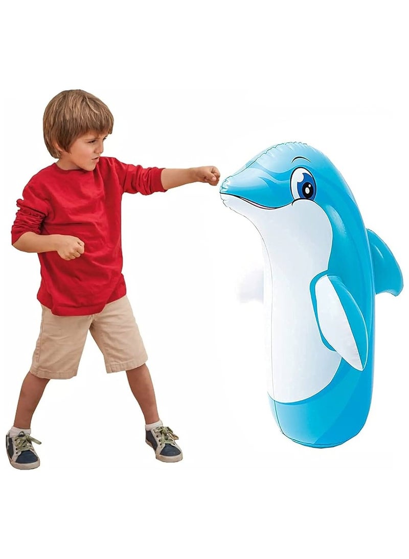 INTEX Dolphin Shape Hit Me 3D Inflatable PVC Plastic Punching Bag with Water Filled Base for Toddlers for Kids(94cm+61cm) - Image 3