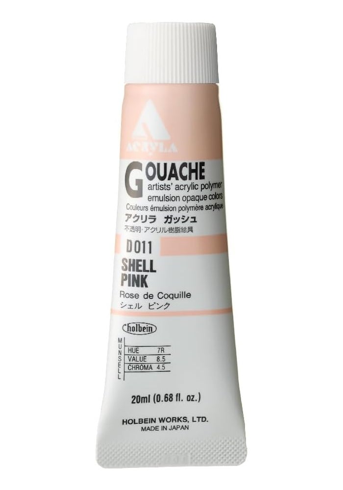 Holbein Acryla Gouache Artists Acrylic Polymer Emulsion, 20ml - Shell Pink (D011) - Image 1