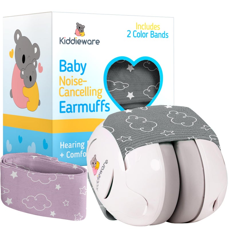 Kiddieware Gray Baby Noise Cancelling Headphones 0-24 Months - Soundproof Baby Ear Muffs for Ear Protection Helps Sleep - Image 1