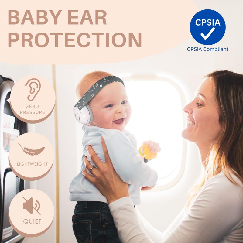 Kiddieware Gray Baby Noise Cancelling Headphones 0-24 Months - Soundproof Baby Ear Muffs for Ear Protection Helps Sleep - Image 2