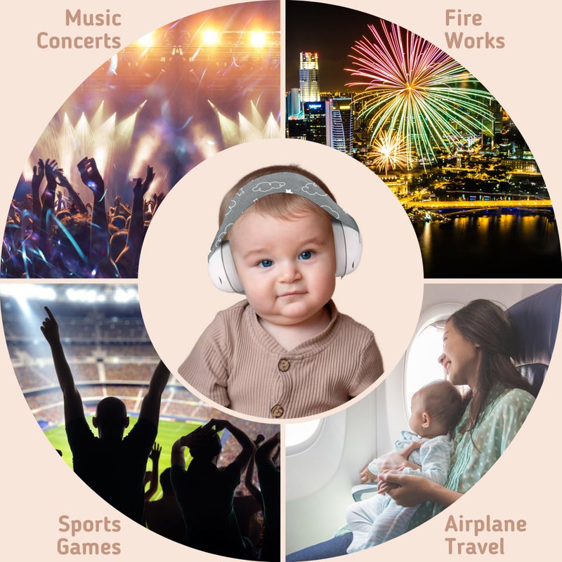 Kiddieware Gray Baby Noise Cancelling Headphones 0-24 Months - Soundproof Baby Ear Muffs for Ear Protection Helps Sleep - Image 4
