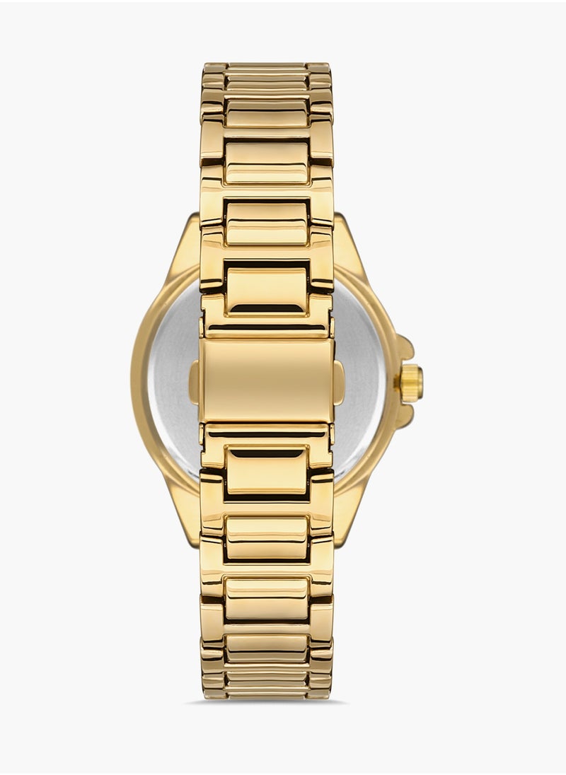 OMAX - Omax Women's Gold Luxury Wrist Watch, Watches for Women, Stainless Watches, Crystal Steel Band, White Round Dial, Waterproof Watch, 1 Year Warranty - Image 1