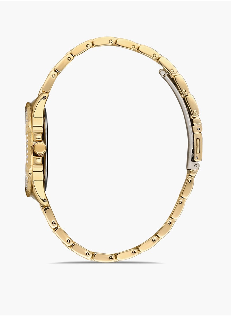 OMAX - Omax Women's Gold Luxury Wrist Watch, Watches for Women, Stainless Watches, Crystal Steel Band, White Round Dial, Waterproof Watch, 1 Year Warranty - Image 1