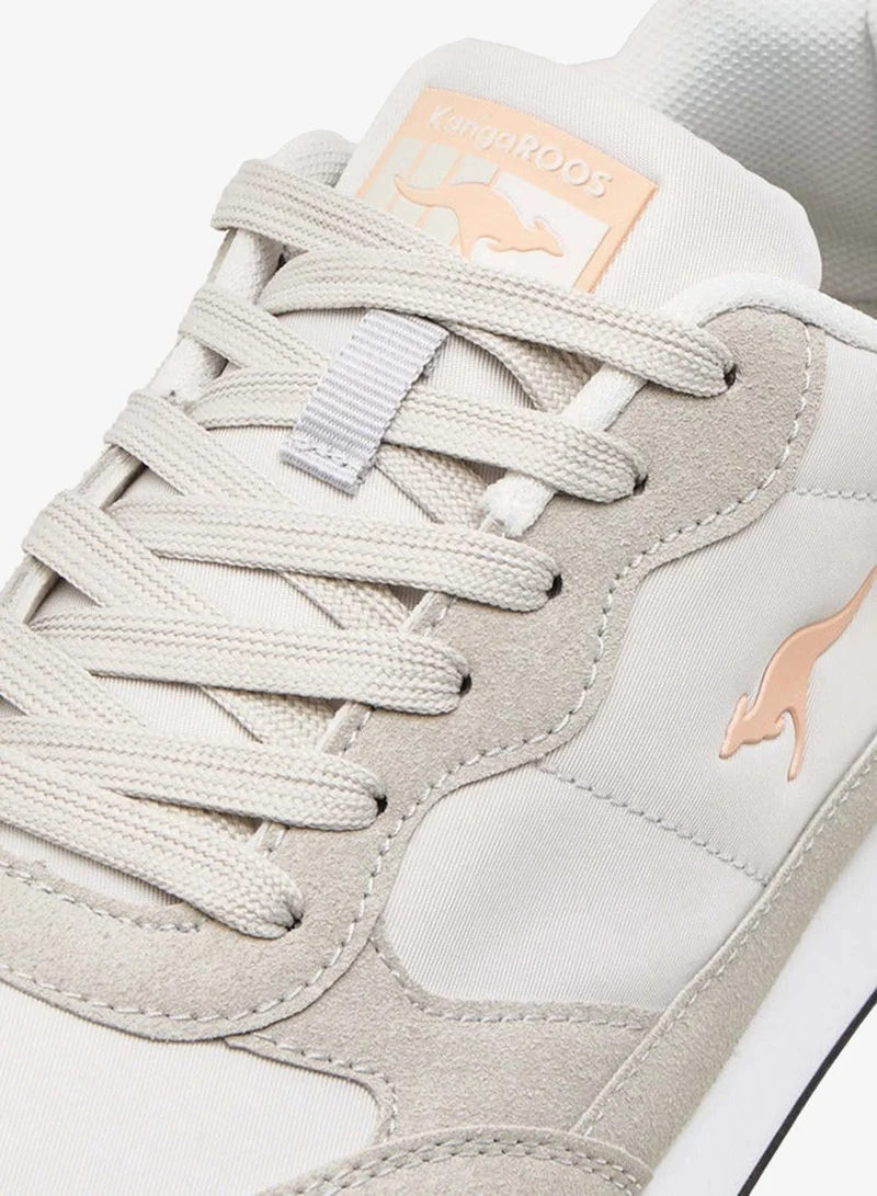 kangaROOS GREY Women's Logo Detail Sneakers with Lace-Up Closure for Women | Best Price UAE