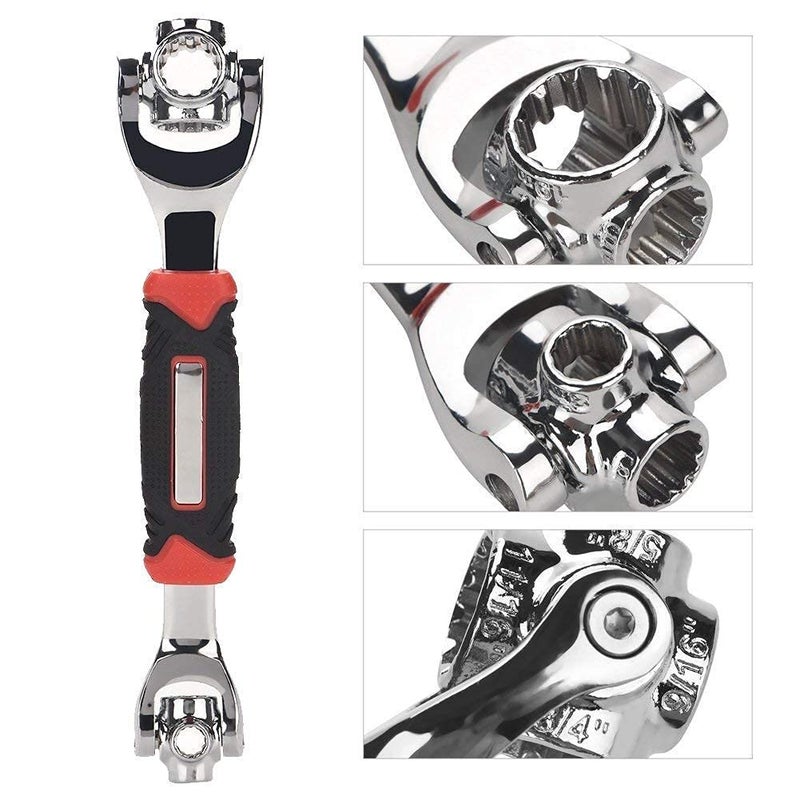 HEBEZON HEBEZON 8Point Universal Furniture Car Repair Tool Universal Wrench 48 in 1 Socket Wrench Multi Function Wrench Tool with 360 Degree Rotating Head Handles up to 135kg of Pressure Pack Of 1  - Image 1