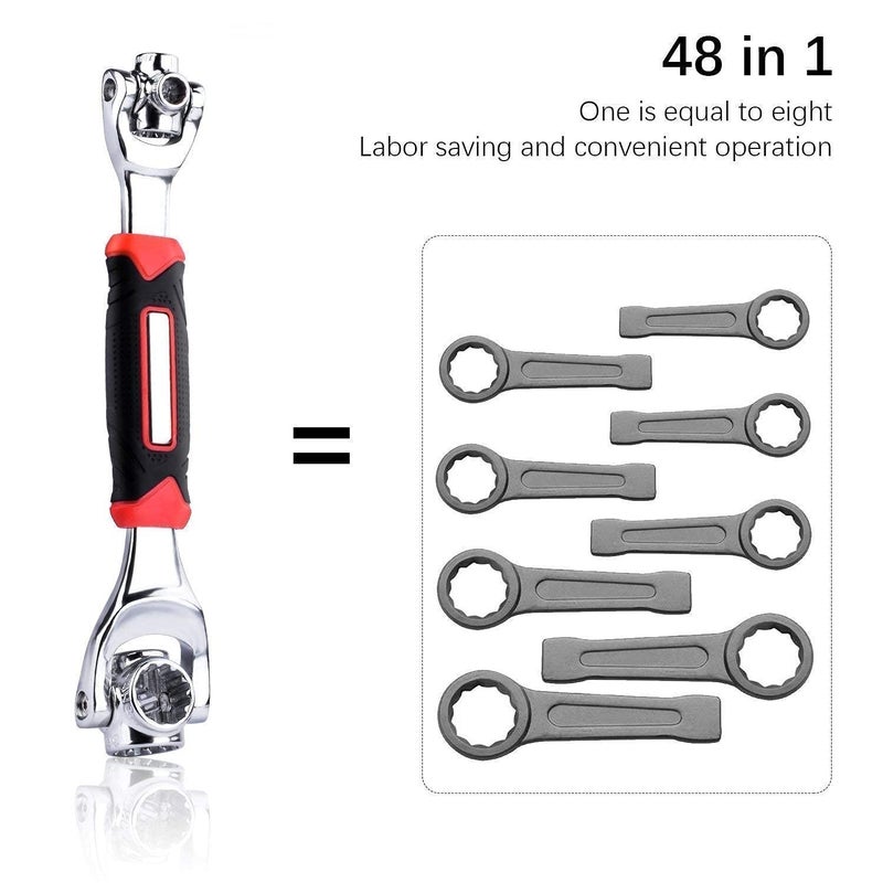 HEBEZON HEBEZON 8Point Universal Furniture Car Repair Tool Universal Wrench 48 in 1 Socket Wrench Multi Function Wrench Tool with 360 Degree Rotating Head Handles up to 135kg of Pressure Pack Of 1  - Image 5