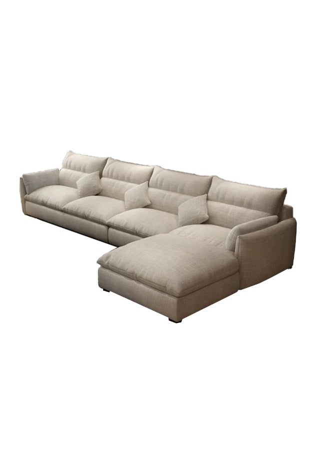 Furniture Factory Corner sofa made of natural wood and linen fabric - beige  - Image 2
