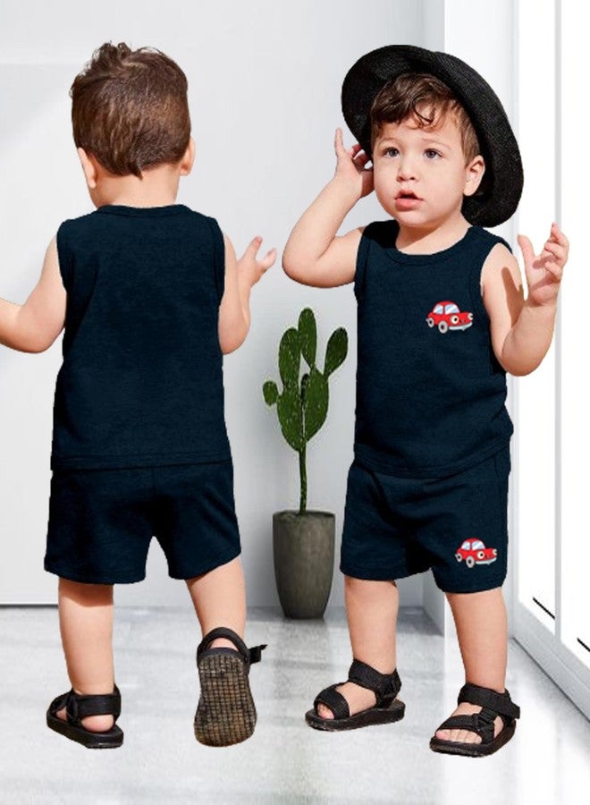 Kidbee Boys & Girls Cotton Sleeveless t shirt and Shorts Combo Set (Pack of 3) (5-6 Years, Multi-3pc-B-VST-423+SRT-424) - Image 4