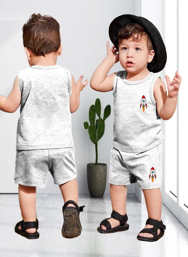 Kidbee Boys & Girls Cotton Sleeveless t shirt and Shorts Combo Set (Pack of 3) (5-6 Years, Multi-3pc-B-VST-423+SRT-424) - Image 5