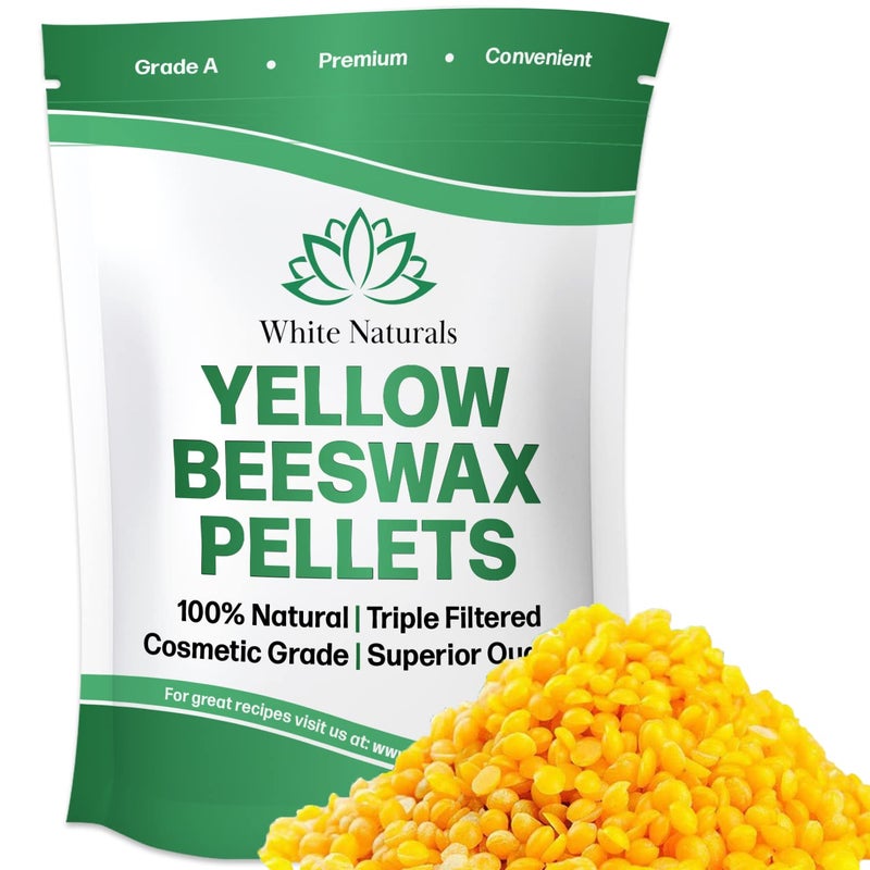 White Naturals White Naturals Yellow Beeswax Pellets 1lb 16oz Pure Natural Cosmetic Grade Organic Bees Wax Pastilles Triple Filtered Great For Candle Making Soap Food Wrap DIY Lip Balms Lotions 