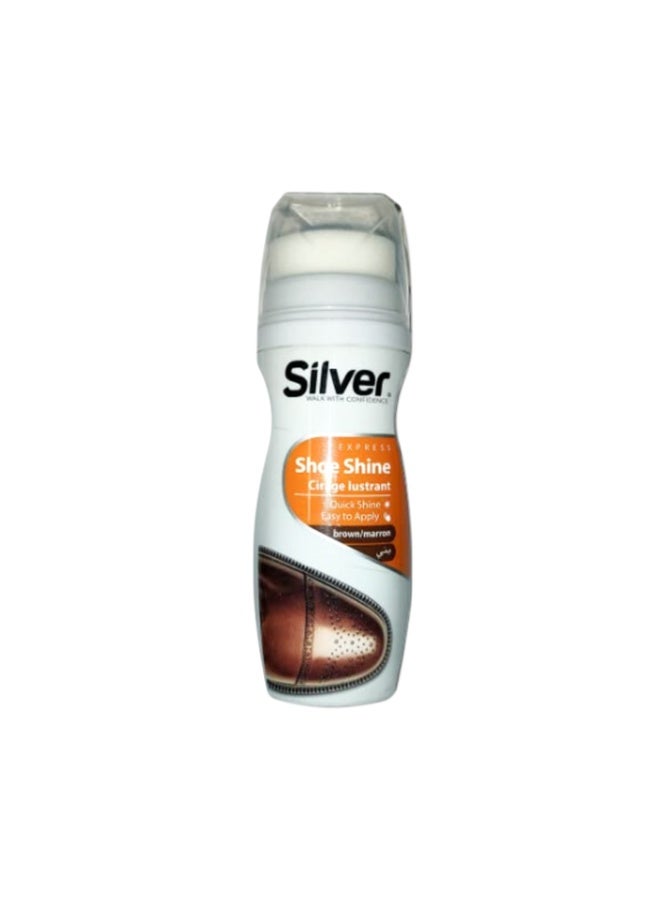 Silver Easy-to-Use Sponge Top Shoe Polish, Brown, 75ml - Image 1