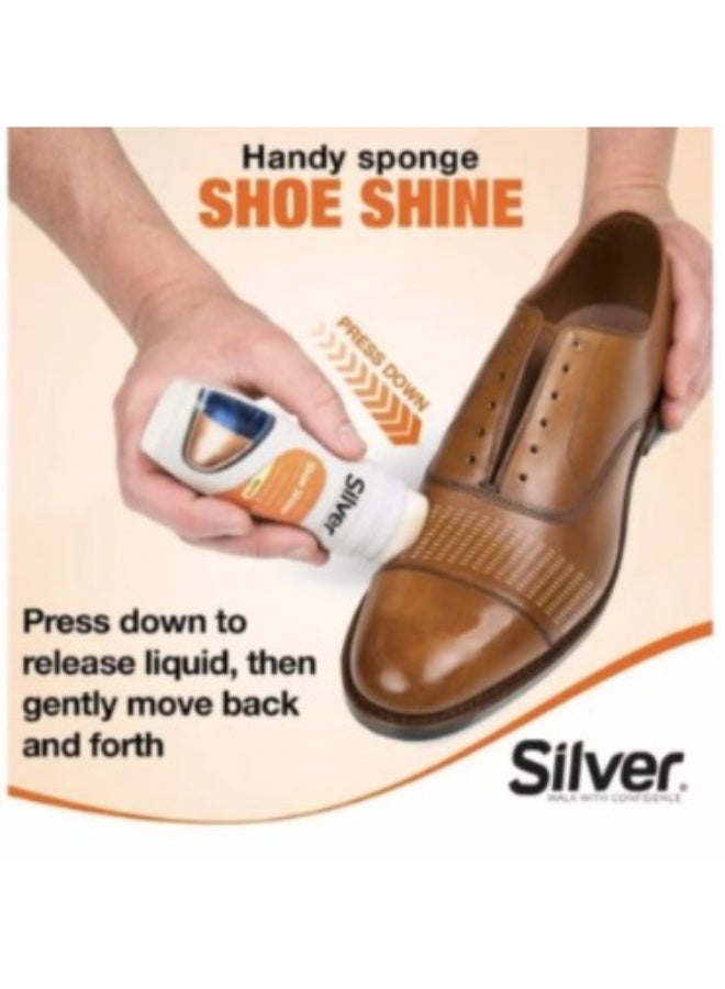 Silver Easy-to-Use Sponge Top Shoe Polish, Brown, 75ml - Image 3