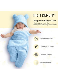 Brandonn Baby Blanket New Born Pack Of Wearable Swaddle Wrapper Security Blanket For Kids For 0-6 Month Babies (Skyblue Sherpa, 70 Cm X 70 Cm)  - Image 3