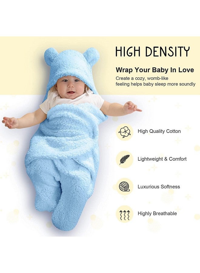 Brandonn Baby Blanket New Born Pack Of Wearable Swaddle Wrapper Security Blanket For Kids For 0-6 Month Babies (Skyblue Sherpa, 70 Cm X 70 Cm) - Image 3