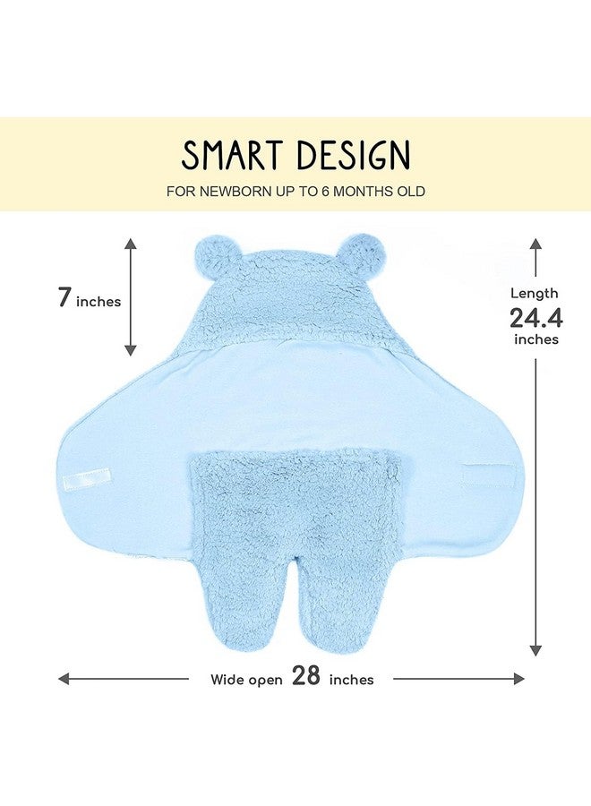 Brandonn Baby Blanket New Born Pack Of Wearable Swaddle Wrapper Security Blanket For Kids For 0-6 Month Babies (Skyblue Sherpa, 70 Cm X 70 Cm) - Image 4