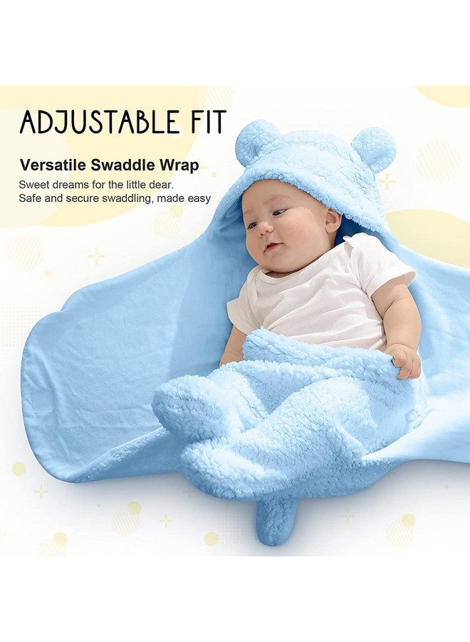 Brandonn Baby Blanket New Born Pack Of Wearable Swaddle Wrapper Security Blanket For Kids For 0-6 Month Babies (Skyblue Sherpa, 70 Cm X 70 Cm) - Image 2