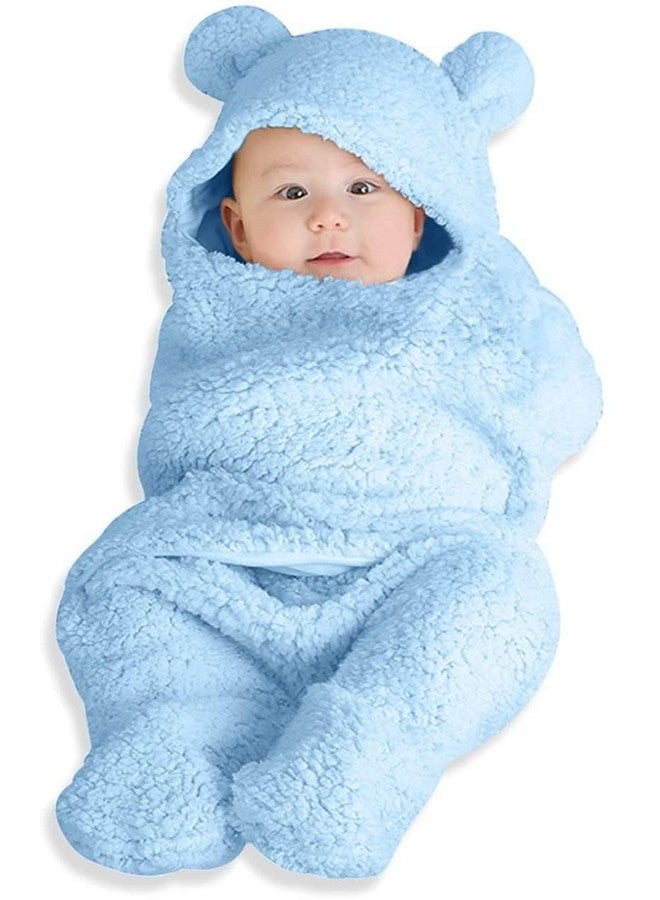 Brandonn Baby Blanket New Born Pack Of Wearable Swaddle Wrapper Security Blanket For Kids For 0-6 Month Babies (Skyblue Sherpa, 70 Cm X 70 Cm) - Image 1
