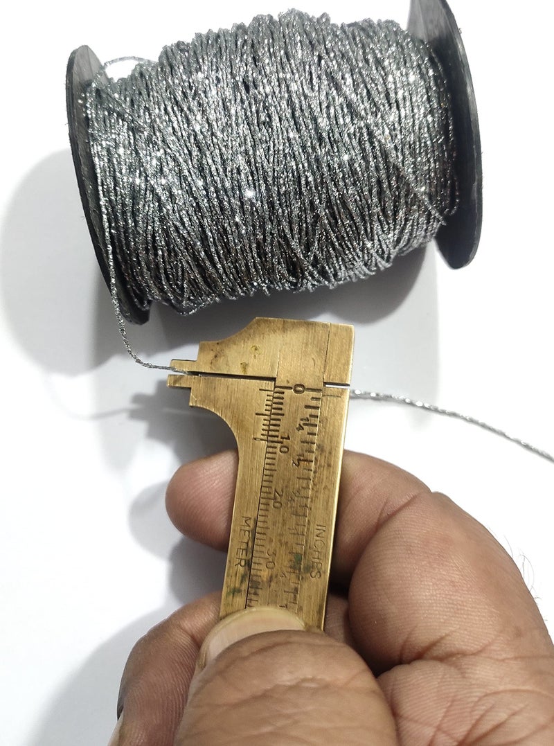 OMX 1mm, 100 Mtr Silver, 100 Mtr Gold, Total 200 Mtr, 2 Rolls, Glitter Shimmer Mettalic Zari Thread for Embroidery, Sewing and Jewelry Making, Polyester for Metallic Strip & Cotton Yarn Inside. - Image 4